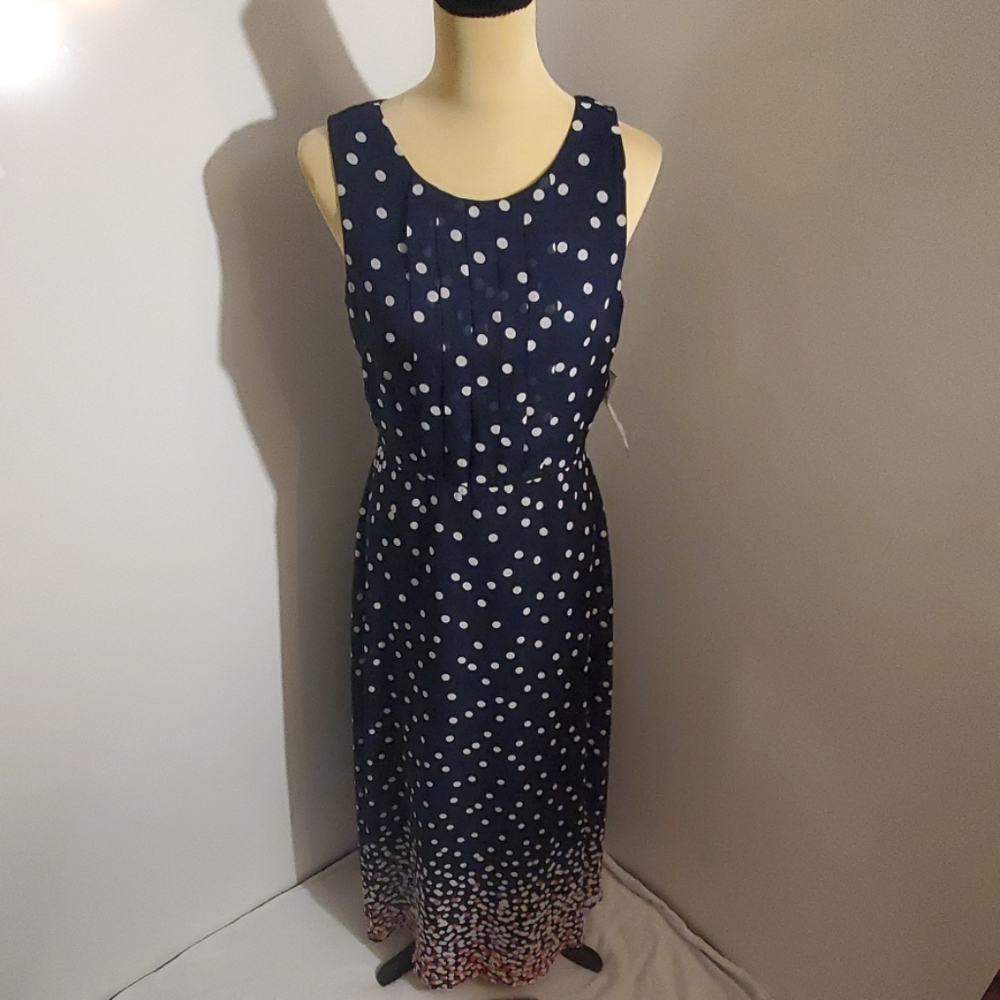Navy Blue and White Long Dress
